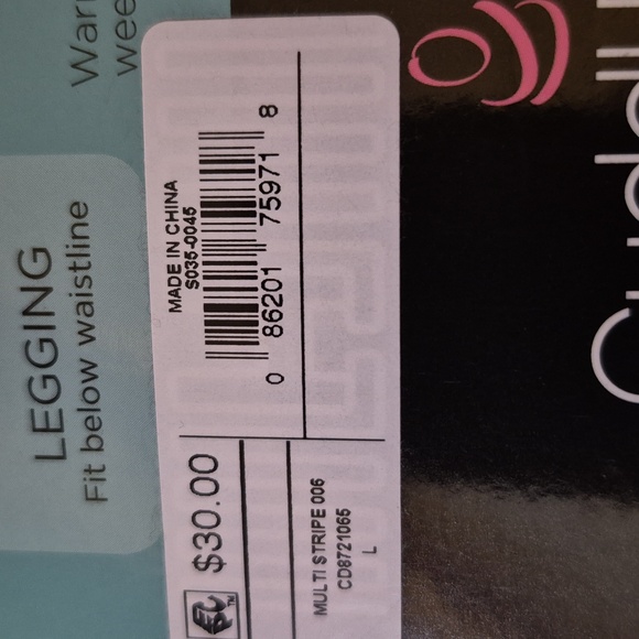 🎈Cuddl Duds Black and Multicolor Striped Leggings - Picture 3 of 3